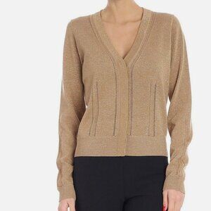 Diane von Furstenberg Gold Merino wool Metallic Cardigan Sweater Size: XS
